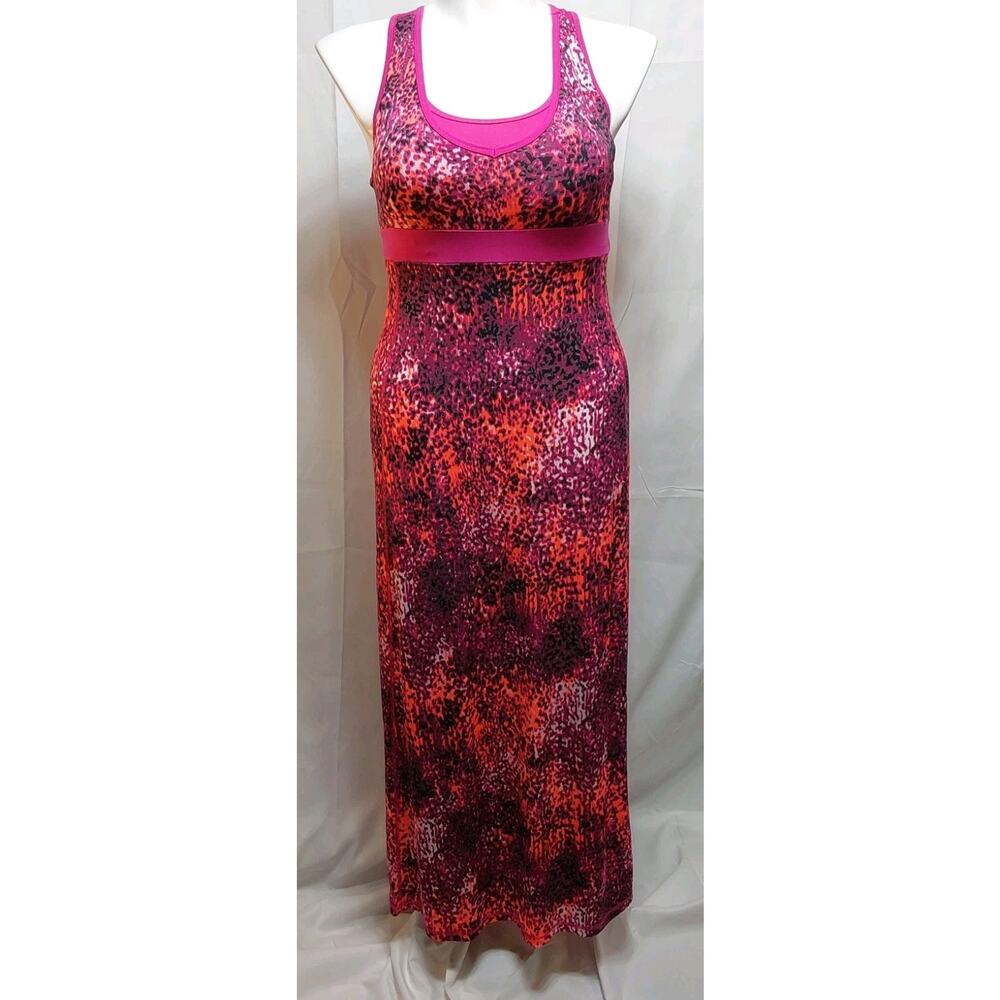 Tek Gear Drytek Medium Pink Racerback Athletic Maxi Dress Built-in Bra #D89